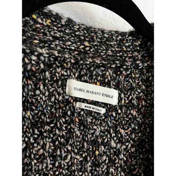 Isabel Marant Etoile Oversized Wool Blend Speckled Black V Neck Cardigan 38/ M - Picture 5 of 8